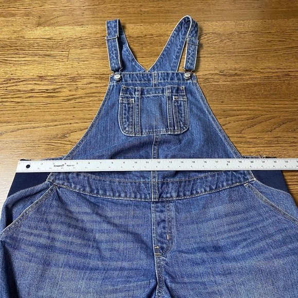 Old Navy Maternity Overalls Denim Shortalls Cut Off Shorts Blue - Picture 8 of 12